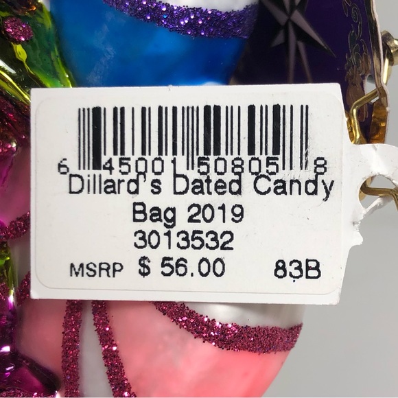 CHRISTOPHER RADKO “Dillard’s Dated Candy Bag” 2019 Ornament #3013532 NWT - Picture 6 of 12